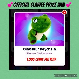 Clawee prize Win Dinosaur 🦖 plush keychain New